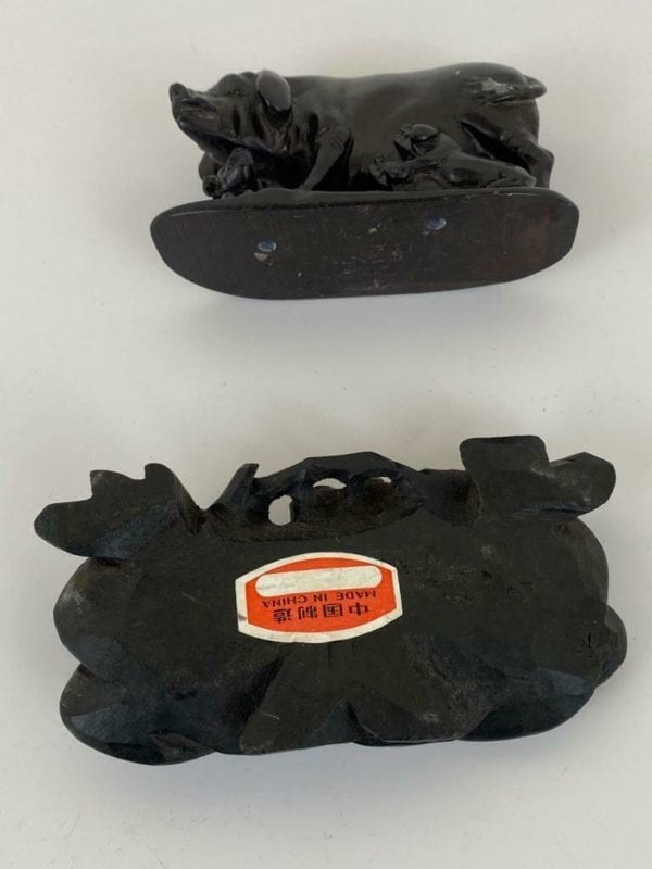 Chinese Carved Stone Pigs on Stand - Image 12