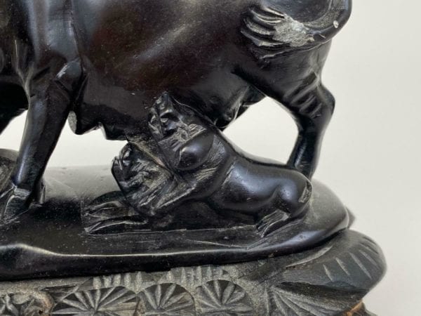 Chinese Carved Stone Pigs on Stand - Image 5