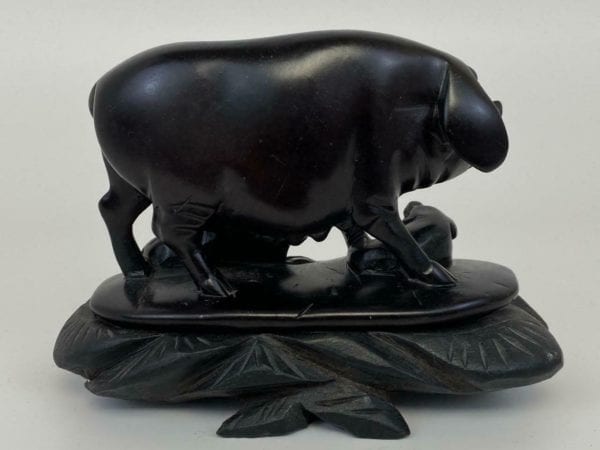 Chinese Carved Stone Pigs on Stand - Image 8