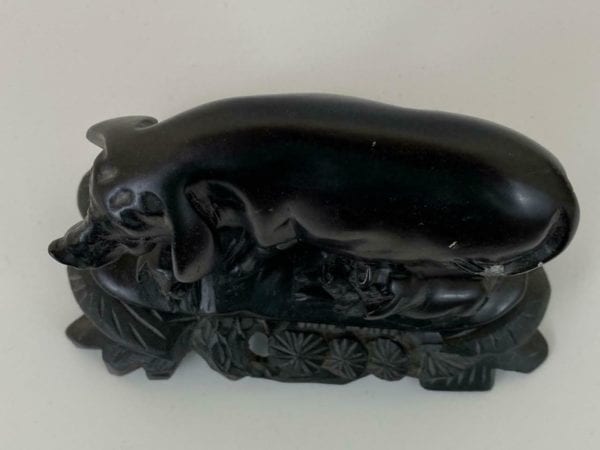Chinese Carved Stone Pigs on Stand - Image 10
