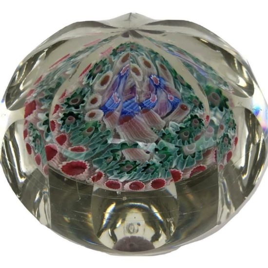 19thC Bacchus Millefiori Faceted Paperweight