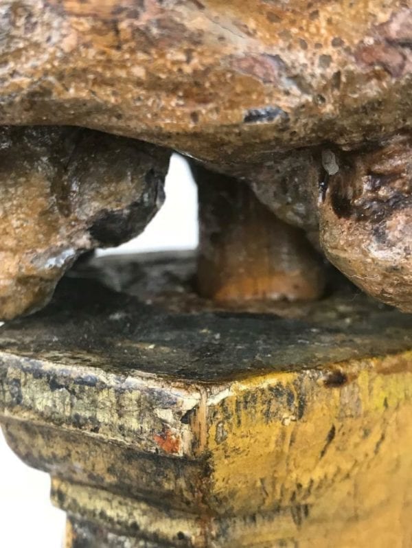 18thC Austrian Memento Mori Carved Wood Skull - Image 11