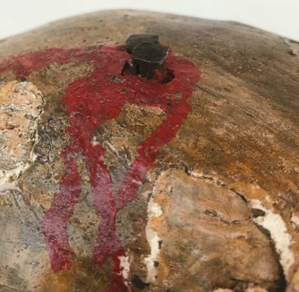 18thC Austrian Memento Mori Carved Wood Skull - Image 9