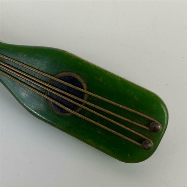 Green Bakelite Guitar Brooch - Image 7