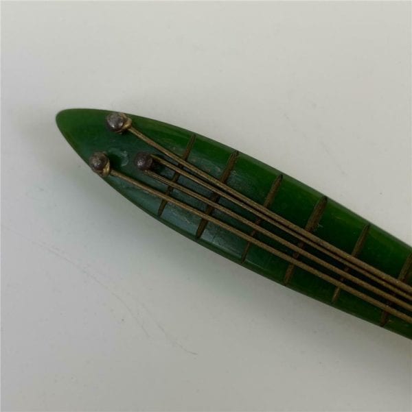Green Bakelite Guitar Brooch - Image 8