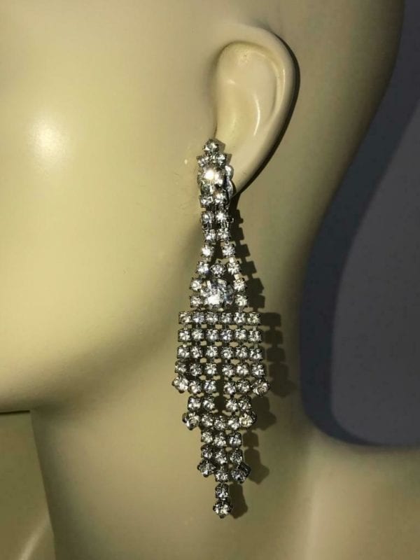 Art Deco Rhinestone Chandelier Earrings - Image 3