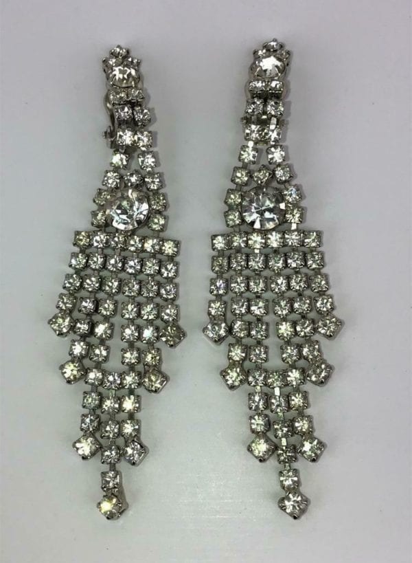 Art Deco Rhinestone Chandelier Earrings - Image 5