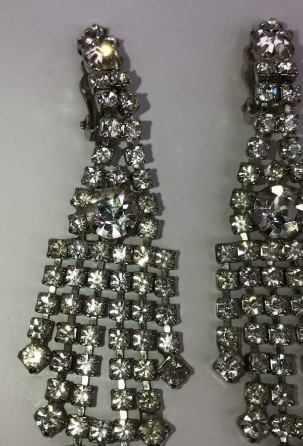 Art Deco Rhinestone Chandelier Earrings - Image 6