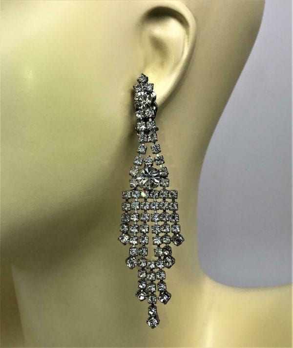 Art Deco Rhinestone Chandelier Earrings - Image 2