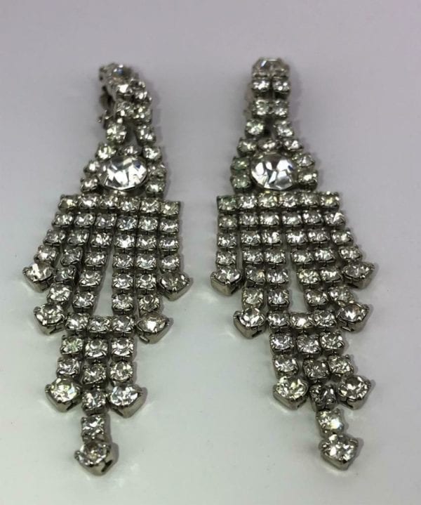 Art Deco Rhinestone Chandelier Earrings - Image 8