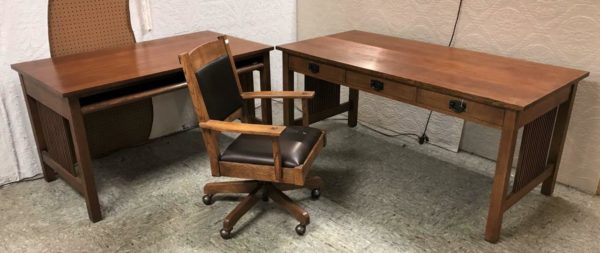 Sold 3 Pcs Stickley Oak Home Office Spindle Library Table